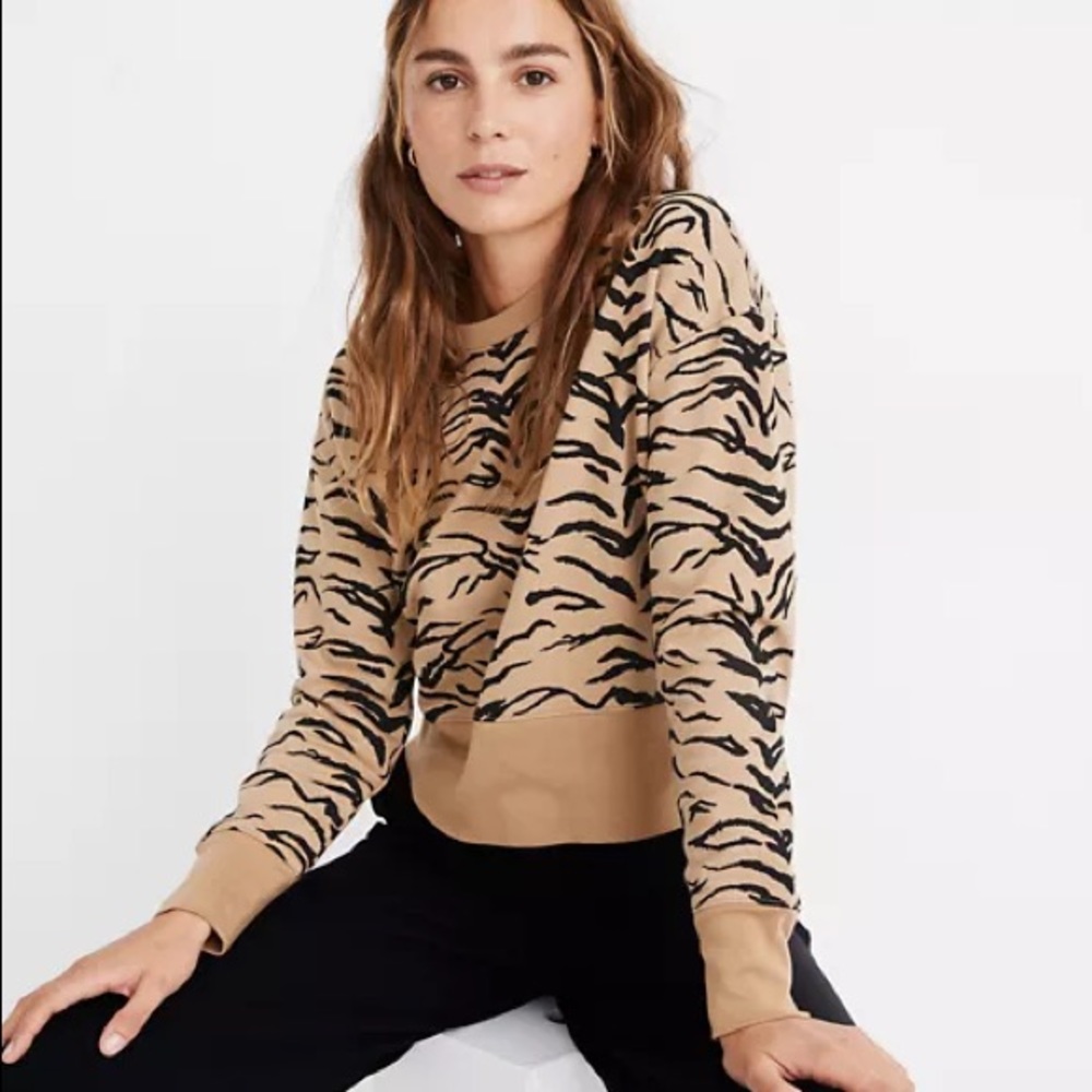 Madewell Tiger Print Crop Sweatshirt